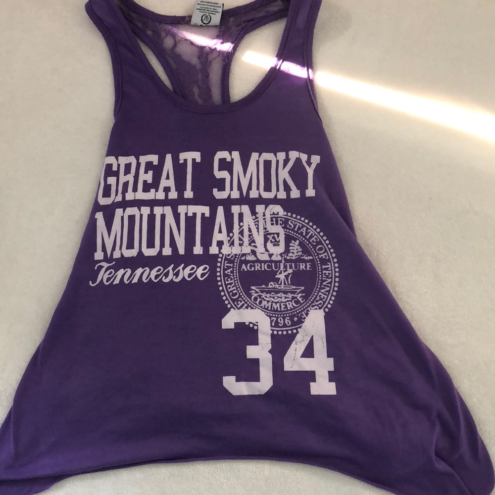 Purple great Smokey mountains tank top